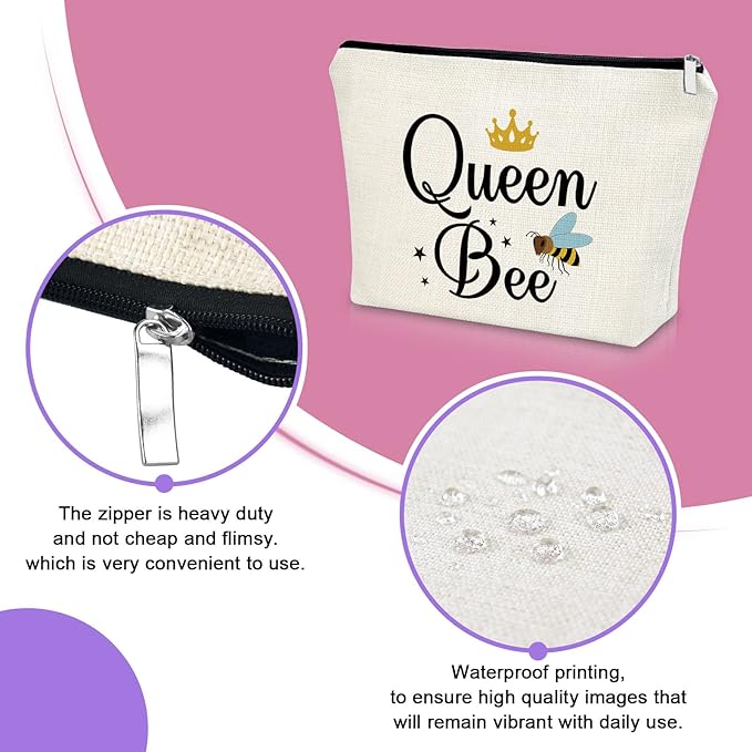 Sazuwu Bee Themed Gifts for Women Makeup Bag Bee Lover Gifts for Friend Beekeeper Birthday Gifts Cosmetic Bag Honeybee Gifts Christmas Thanksgiving Gifts for Bee Lover Cosmetic Travel Pouch