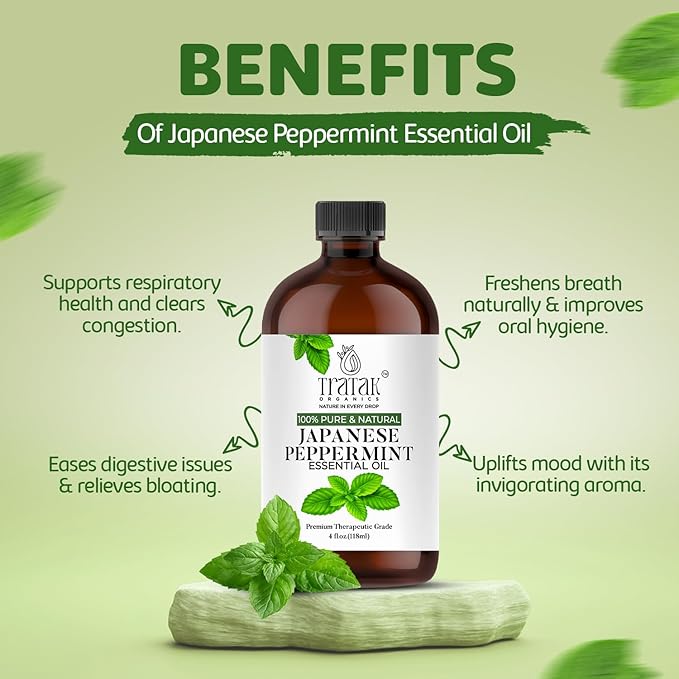 Peppermint Essential Oil - 100% Pure and Natural Oil with Premium Glass Dropper - Undiluted Essential Oil for Aromatherapy, Diffuser, Hair Care, Skin Massage and DIY's | 4 fl oz (Pack of 2)