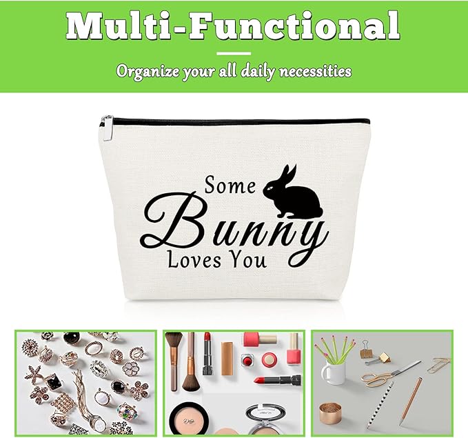 Bunny Lovers Gifts Makeup Bag Bunny Gifts for Women Rabbit Lover Animal Lover Presents for Bunnie Mom Cosmetic Bag Rabbit Presents for Girls Friends Sister Christmas Birthday Travel Cosmetic Pouch