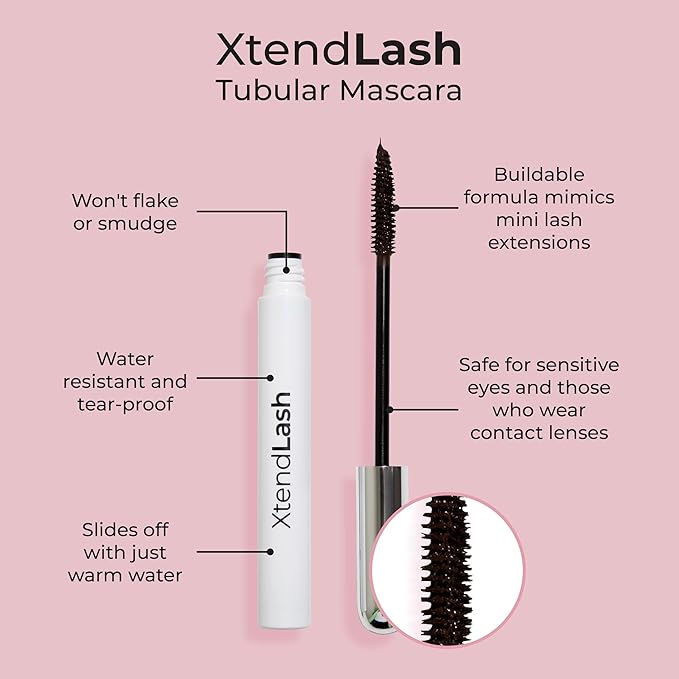 MCoBeauty - Xtendlash Tubing Mascara - Award Winning Black-Brown Mascara for Lifted, Defined Lashes - Richly Pigmented - Smudge Proof, Buildable Formula - Eye Makeup