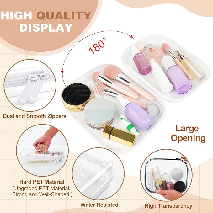 3pcs Clear Hard Shell Zipper Case, Transparent Hard Plastic Zipper Pouches, Portable Travel Organizer, Clear Toiletry Bag, Craft and Arts Organizer, Toy Storage Bins, Stackable Hard Side Plastic Case