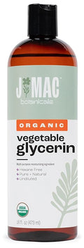 J MAC BOTANICALS, Organic Vegetable Glycerin Oil (16oz bottle) Moisturizing and softening, 100% Pure natural liquid organic glycerine for crafts, skin, face, hair