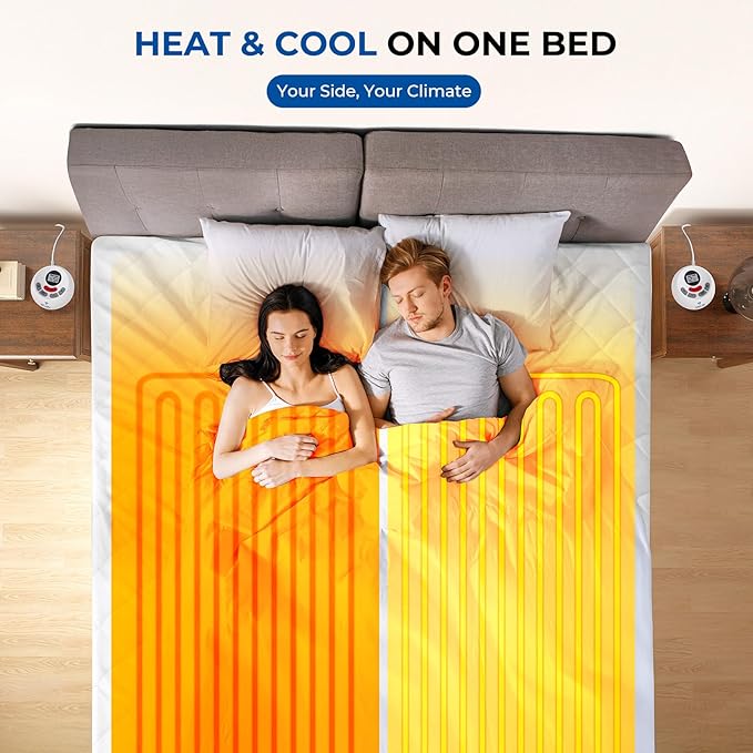 Heated Mattress Pad Queen Size Quilted Zone Heating Electric Bed Warmer Luxury Comfort Heat Mattress Pad Cover Dual Controller（10 Heat Setting | 1-12 Hours Auto Shut Off | with 8-21 Inch Deep Pocket）