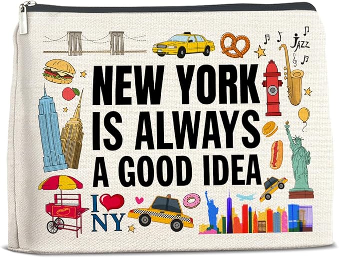 New York Travel Gifts Makeup Bag - New York Lovers Cosmetic Bag with Zipper