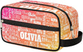 Custom Name Makeup Bag Travel Bag, Toiletry Bag Travel Large Capacity Cosmetic Container Organizer for Shampoo Shiny Glitter Starry Red Orange