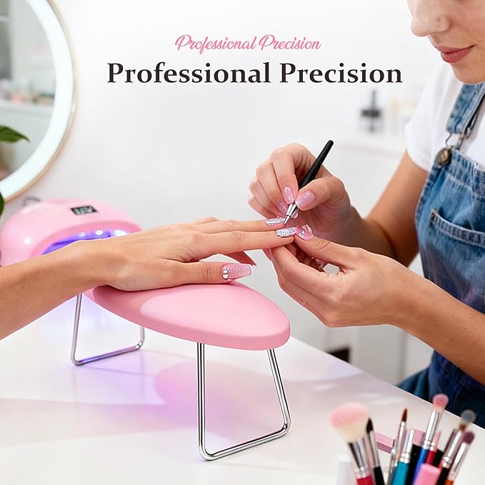 AIKYA Nail Hand Rest - Pink Leather Nail Arm Rest for Nails Tech, Portable Nail Hand Rest Pillow, Essential Nail Stuff for Manicurists & Nail Artists