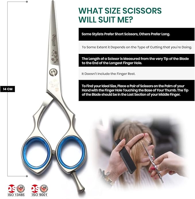 Blizzard Professional Hair Cutting Scissors – 5.5 inch VG10 Cobalt Haircut Shears with Razor Sharp Blades - Matt Finish Barber Hairdressing Travel Case for Salons & Home Use