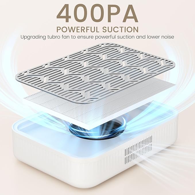 Nail Dust Collector Cordless - Rechargeable Nail Dust Collector Quiet & Powerful Suction, Professional Nail Tech Dust Collector for Acrylic Gel Polish Manicure Pedicure at Salon&Home