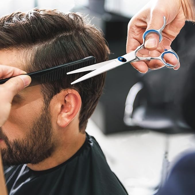 Hair Cutting Scissors Professional Home Haircutting Barber Salon Thinning Shears Kit with Comb and Case for Kids Boys Girls
