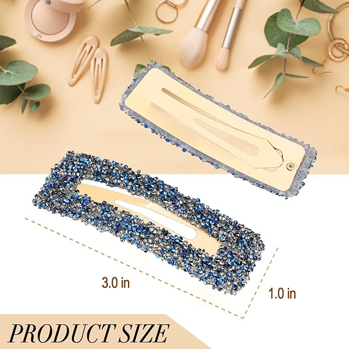 Rhinestone and Crystal Hair Clips 2-Pack, Sparkly Barrettes & Elegant Bling Accessories for Women & Girls(Set13)