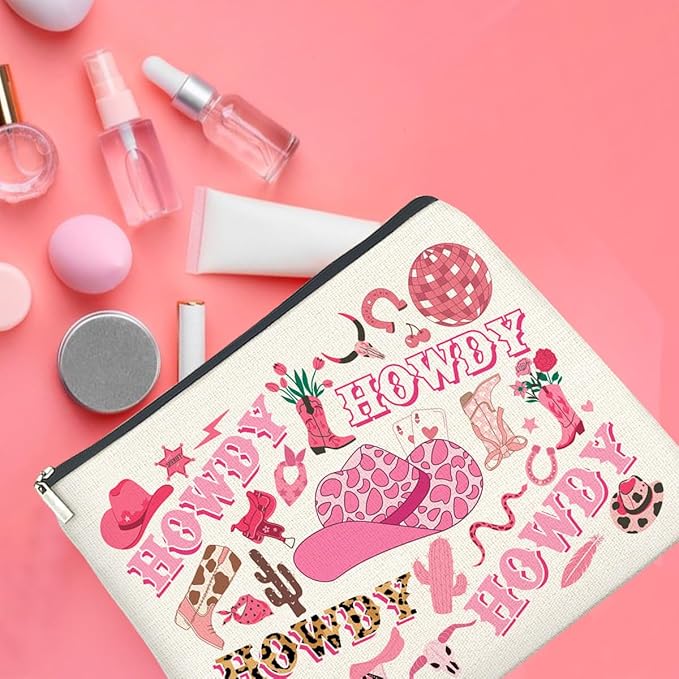 Cowgirls Gifts Makeup Bag Western Cowgirl Gifts for Girls Women Howdy Cowgirl Zipper Makeup Pouch