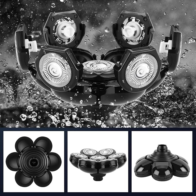 7 Blade Replacement Heads,Bald Shaver Replacement Heads Rotary Shaver for Bald Men Replacement Blade Beard Universal Fast Double Ring Hair Trimmer for 5 6 7 Head Electric Shaver