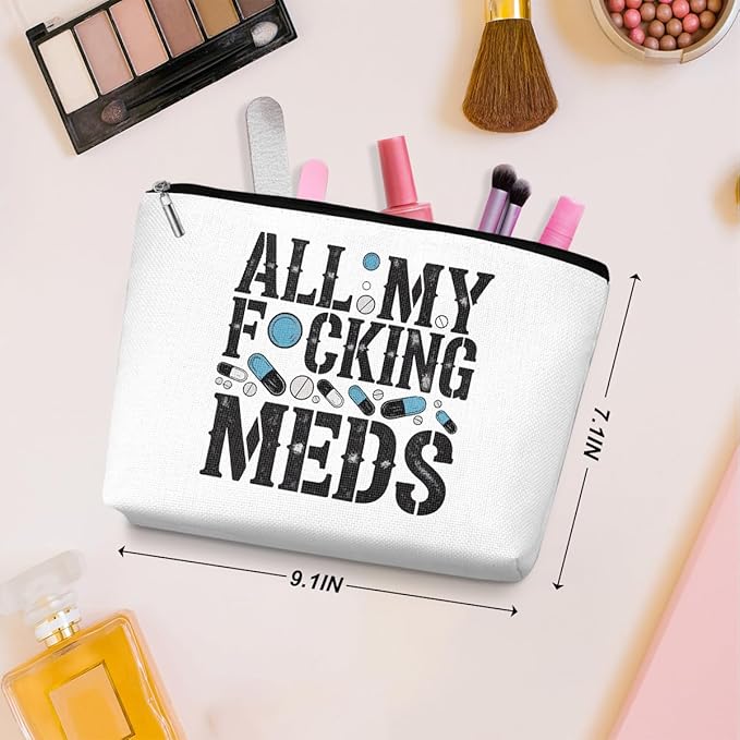 2 Pcs Medicine Makeup Bag, Large Capacity Travel Makeup Case Cosmetic Bags for Women, Portable Pouch Purse Travel Essentials Toiletries Accessories, Christmas Birthday Gifts for Women-4