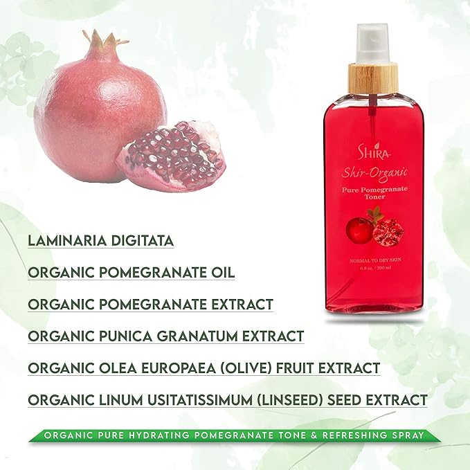 Shira Shir 200ml - Pomegranate Facial Toner & Hydrating Mist - Natural Glow Toner for Women, Organic Brightening Toner for Daily Skincare, Suitable for All Skin Types, Refreshing & Hydrating