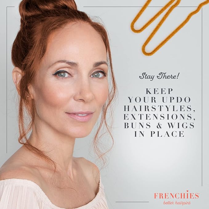Frenchies French Twist Hair Pin, Ultra Flocked Extra Soft French Hair Pins for Women, Wedding, Updo Extensions, or Wig, 20 Count, Red