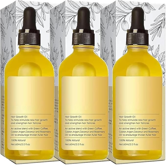 Gaukomzs 3PCS Natural and Rosemary Oil for Hair Growth, Dry Damaged and Thin Hair