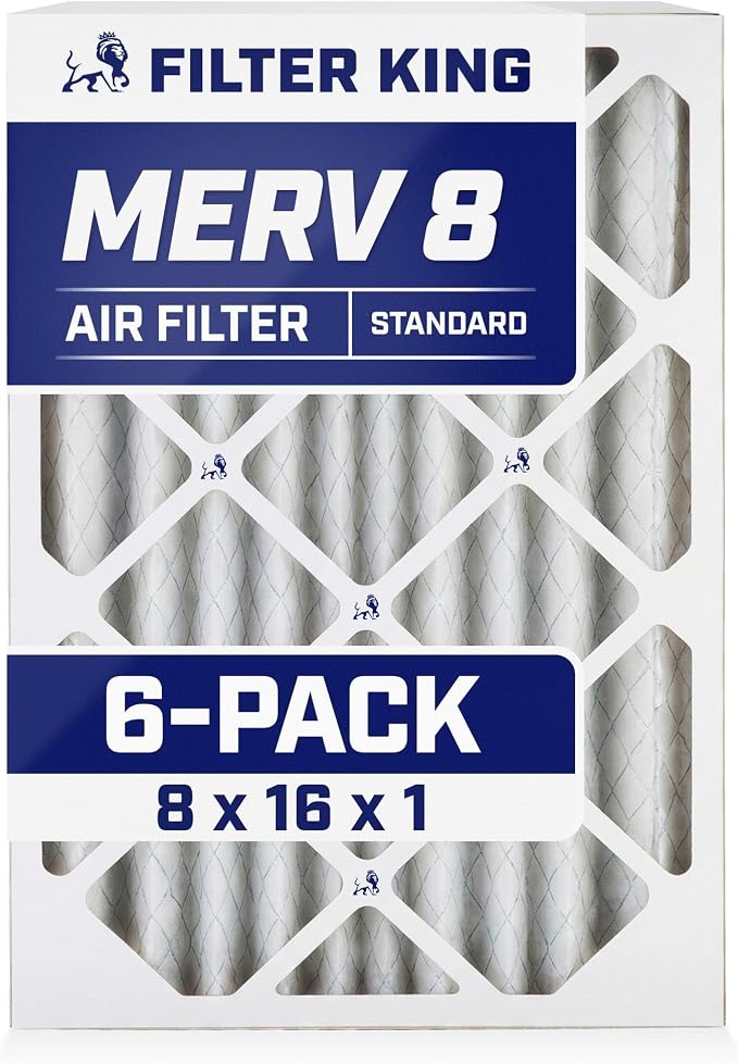 Filter King 8x16x1 Air Filter | 6-PACK | MERV 8 HVAC Pleated A/C Furnace by FilterKing