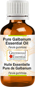 Greenwood Essential Galbanum Essential Oil (Ferula gummosa) Pure | Non-Sticky | Non-Greasy | Lightweight | Men & Women | All Skin Types | Steam Distilled 30ml (1 oz)