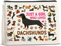 Dachshund Gifts Makeup Bag Weiner Dog Gifts for Girl Women Dog Lovers Cosmetic Bag Just a Girl Who Loves Dachshund Zipper Makeup Pouch Gift