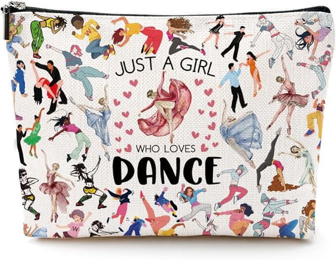 Christmas Thank You Gifts Dance Makeup Bag for Girls Dancer Recital Gift, Cosmetic Toiletry Bag with Zipper Pouch Dance Gift for Women, Sister, Lover, Teacher, Friendship Secret Santa Gifts
