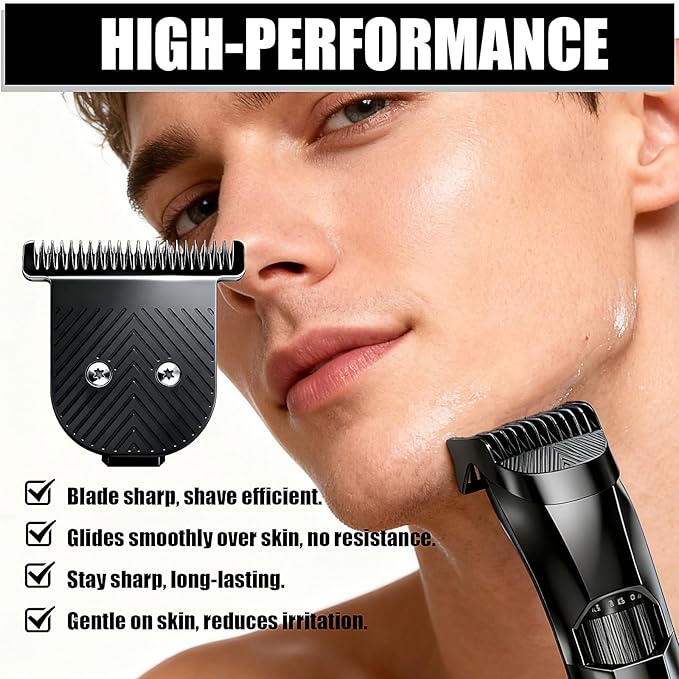 Premium Stainless Steel T Blade Replacement for MANSCAPED The Beard Hedger Replacement SkinSafe Trimmer Blade for Precision Facial Hair Trimming (Black-2)