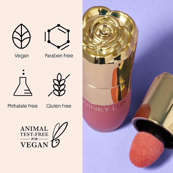 Winky Lux Cheeky Rose Liquid, Gel-Cream with Buildable Color, Lightweight Velvet Finish, Long-Lasting Neutral Rose Shade, Queen