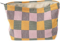 Plaid Cloth Makeup Bag - Large Capacity Travel Cosmetic Pouch & Toiletry Organizer with Zipper, Stylish Make Up Organizer for Daily Use,Gift for Women
