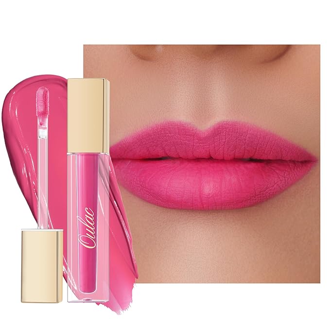 Oulac Matte Liquid Pink Lipstick for Women, Long Lasting Lipstick Waterproof Lip Stain, No Transfer, Creamy High Pigmented Formula with Rose Oil, Vegan & Cruelty-Free, Pink M09