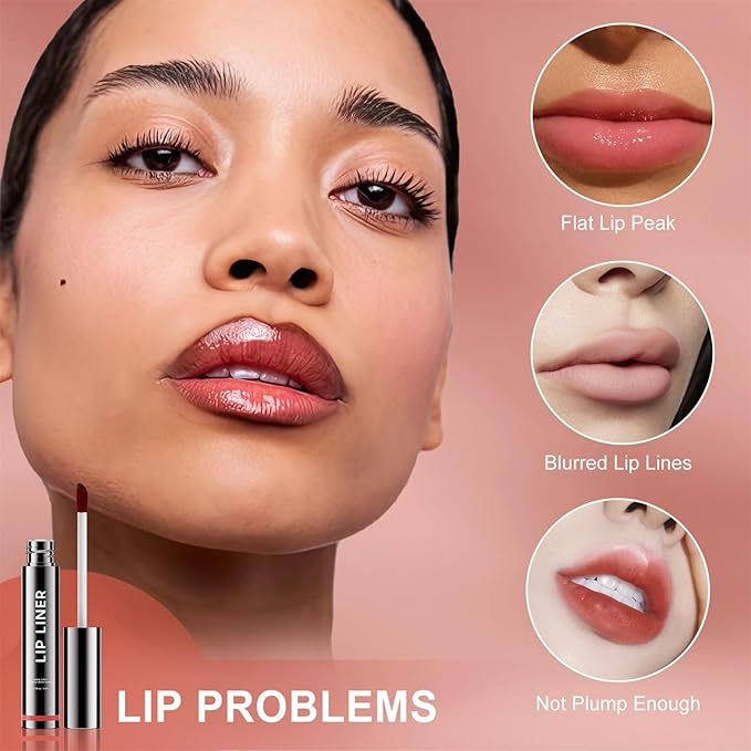 OETUIOW Lip Liner Stain, Lip Stain Moisturizing & Enhancing Complexion for All Skin Types Women, Lip Lint Waterproof & Long-Lasting (Coral)