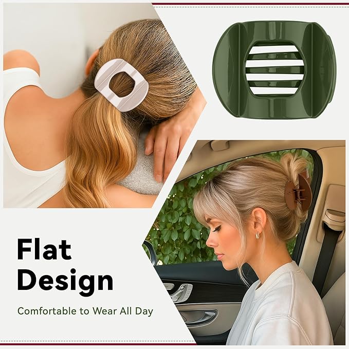 6pcs Flat Claw Clip - Strong Hold Flat Claw Clips for Women Girls, No Slip Hair Claw Clips for Thick Hair Styling Accessories