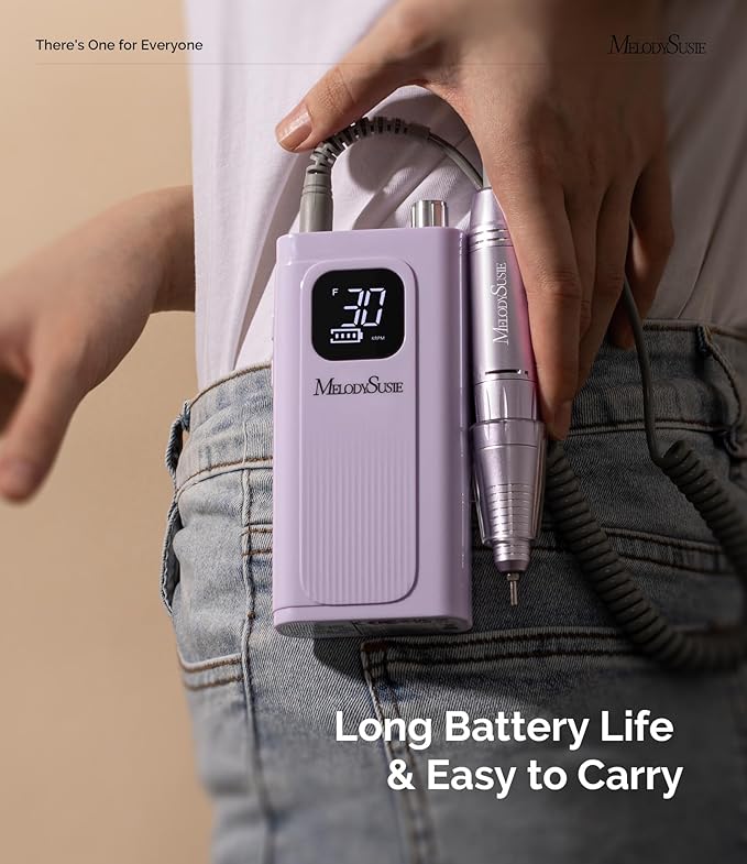 MelodySusie Professional Rechargeable Nail Drill 30000 RPM, Electric Nail File for Shaping, Removing & Polishing Gel Nails, Lightweight & Easy to Use, Ideal for Home & Salon Manicure Pedicure, SC300F