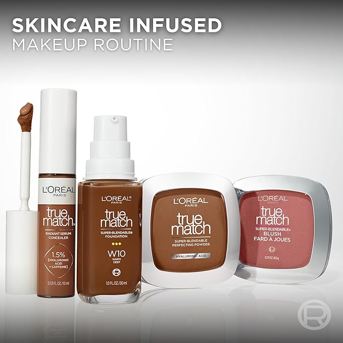 L'Oreal Paris True Match Super-Blendable Foundation, Medium Coverage Liquid Foundation Makeup, C2, Light, 1 Fl Oz