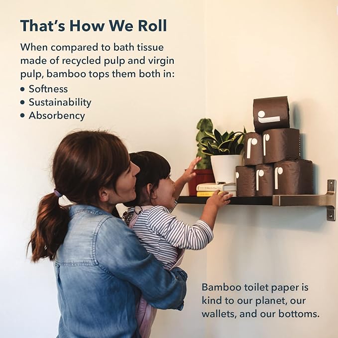 Reel 3-Ply Soft and Strong Bamboo Toilet Paper - 12 Rolls - Toxin-Free, Tree-Free, PFAS Free, BPA Free - Zero Plastic Packaging, Sustainable & Septic Safe