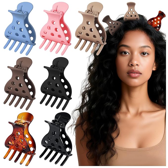 7Pcs Root Lifting Hair Clips for Thin Thick Curly Hair Volume Claw Clip Styling Volumizing Claw Clamps No Crease Bounce Curl Volume Root Clips Accessories Curl Keeper Claw Clip for Women Girls