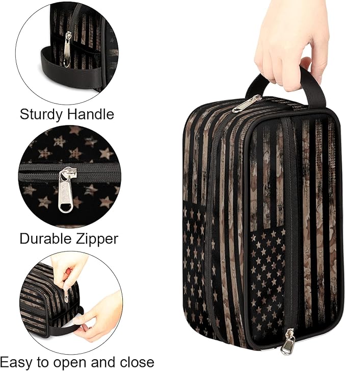 Travel Toiletry Bag for Women Men Vintage Usa American Flag Lightweight Cosmetic Makeup Bag Organizer Waterproof Shaving Bag Dopp Kit with Large Capacity for Toiletries and Shaving Accessories