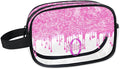 Custom Travel Toiletry Bag for Women, Clear PVC Large Makeup Bag, Cosmetic Bag, Comestic Essentials for Women, Light Pink Curtain Glittering