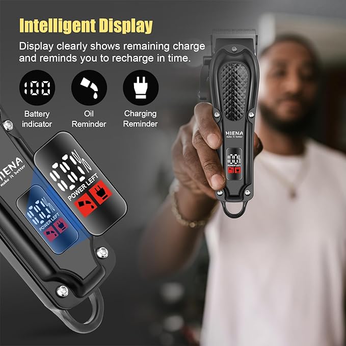 HIENA PRO Professional Hair Clippers for Men, Cordless Hair Clipper for Hair Cutting Kit 3-in-1 LED Haircut Set with Foil Shaver, USB-C Rechargeable Barber Clippers for Men