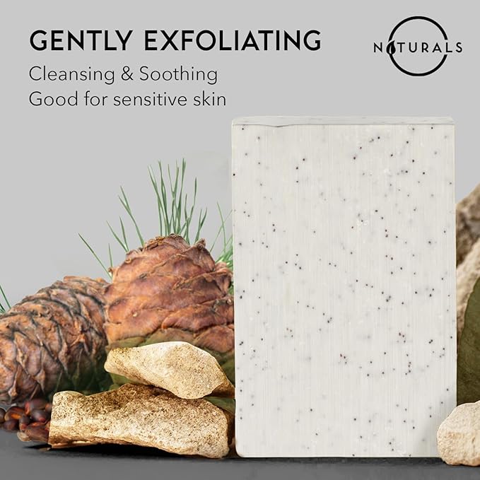 O NATURALS 7.76 oz (3PC) Exfoliating Soap Bar Cedarwood - Heavy Grit Mens Soap - All Natural Exfoliation Bar Soap for Men - Apricot Kernels Bar Soap - Face Soap Bar - Moisturizing Mens Face Bar Soap