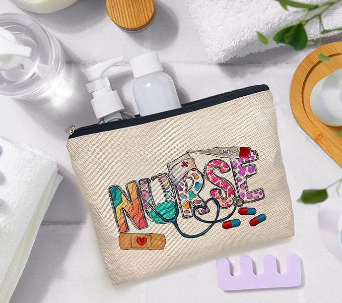 IWXYI Nurse Life Nursing Women's Makeup Make Up Bag Zipper Pouch Travel Toiletry Gifts For Women Nurse,Nursing Bags For Nurses,Nurse Appreciation Gift Nursing Graduation Gift Nursing Gift