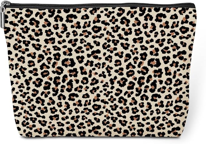 Leopard Makeup Bag Leopard Print Cheetah Print Leopard Lovers Gift Christmas Birthday Gifts for Women Jungle Animal Lovers Girl Daughter Best Friend Bestie Sister Her Cosmetic Bag Travel Toiletry Bag