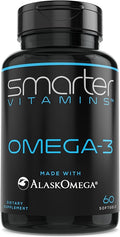 SmarterVitamins Omega 3 Fish Oil, Strawberry Flavor, Burpless, Tasteless, 2000mg, DHA EPA Triple Strength, Made with AlaskOmega®