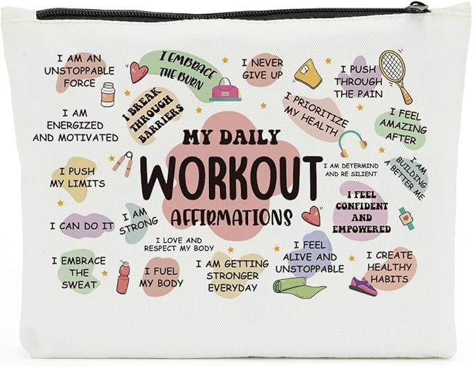 Workout Gifts for Women, Makeup Bag Cosmetic Bag, Mental Health Gifts, Inspirational Gifts for Women, Mental Health Awareness, Positive Affirmations for Sister Friend Friendship Birthday Mothers Day