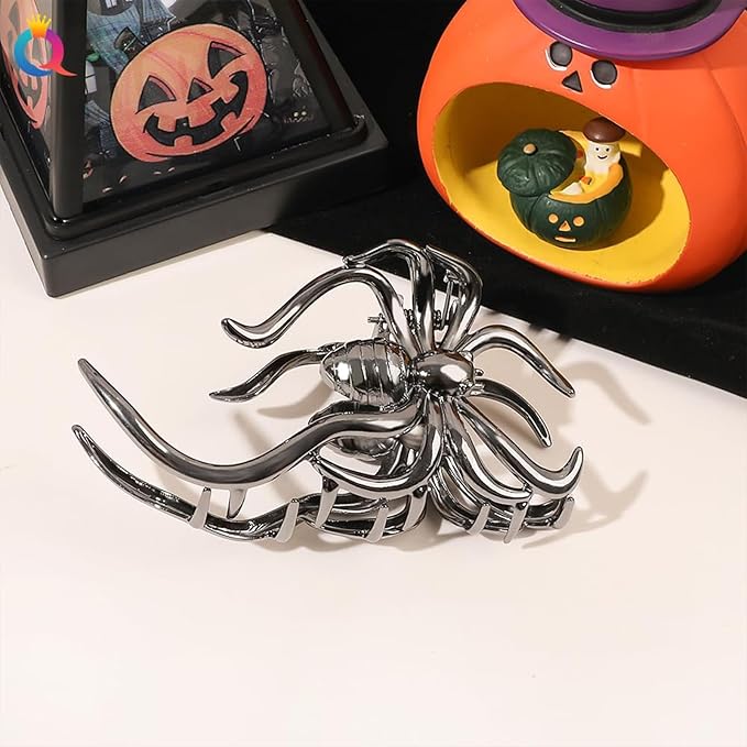 2PCS Spider Hair Clips Halloween Claw Clip Non Slip Jaw Clips Punk Barrettes Accessories for Women Styling Day of the Dead Decorations