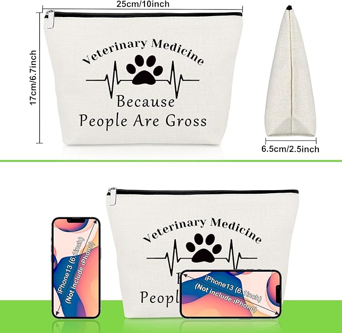 Veterinarian Gift Vet Tech Makeup Bag for Women Animal Rescue Gift Veterinary Technician Cosmetic Bag for Dog Lover Medical Graduate Dog Doctor Animal Lover Christmas Birthday Present Travel Pouch