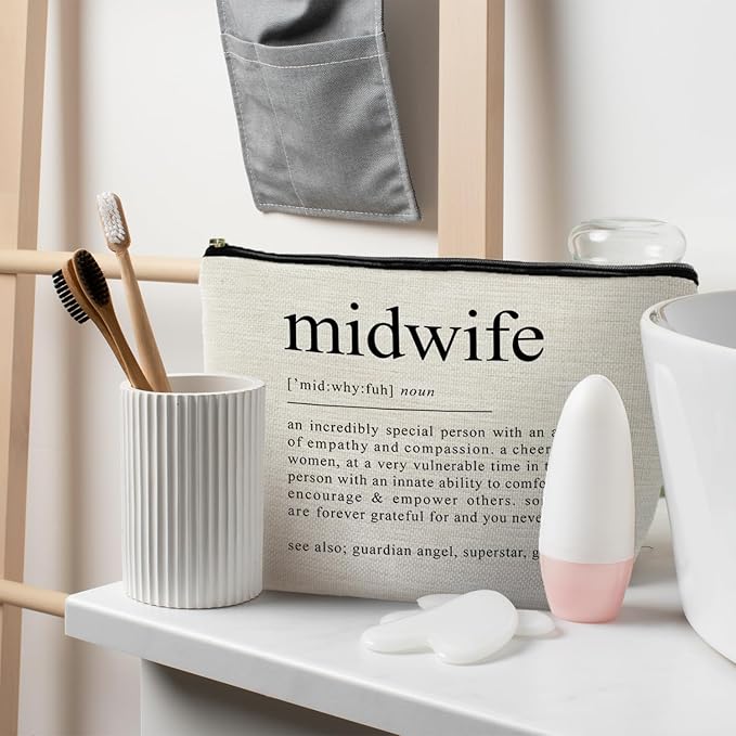 Midwife Doula Gifts, Midwife Definition Makeup Bag Gifts for OBGNY Doctors Nurses, Pediatrician Obstetrician, Gynecologist Midwife Appreciation Gifts for Women, Midwife Cosmetic Bag Pouch