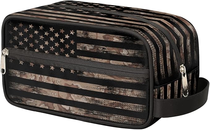 Travel Toiletry Bag for Women Men Vintage Usa American Flag Lightweight Cosmetic Makeup Bag Organizer Waterproof Shaving Bag Dopp Kit with Large Capacity for Toiletries and Shaving Accessories