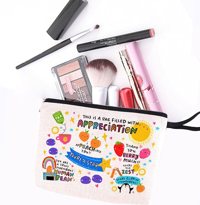 Teacher Appreciation Gifts Funny Makeup Bag Friendship Gifts for Women Female Teacher Social Worker Coworker Mom Mentor Inspirational Gift Thank You Gifts Cosmetic Bag Graduation Birthday Gift