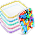 Sanwuta 6 Pcs Clear Hard Zipper Case Hard Plastic Zipper Pouches Makeup Bag Pencil Pouches Transparent Cases for Snacks Plastic Storage Organizer Box for Travel(Colorful,9.84 x 7.87 x 2 Inch)