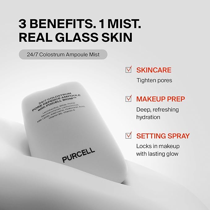 24/7 Colostrum Ampoule Mist - Glass skin with Long Hydration, Poreless Smooth Skin, Before & After Makeup, Hyaluronic Acid and Vitamin, For All Skin types, 1.85 fl oz