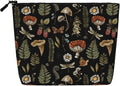 MOLAIGIN Wicthcrafts Red Mushroom Leaf Dragonfly Cosmetic Bag For Women, Travel Makeup Bag, Toiletry Zipper Bag, Large Capacity Aesthetic Cases